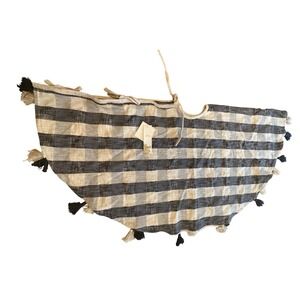 Shabby Chic 52 Inch Tree‎ Skirt Buffalo Plaid Tassel Neutral Beige Black